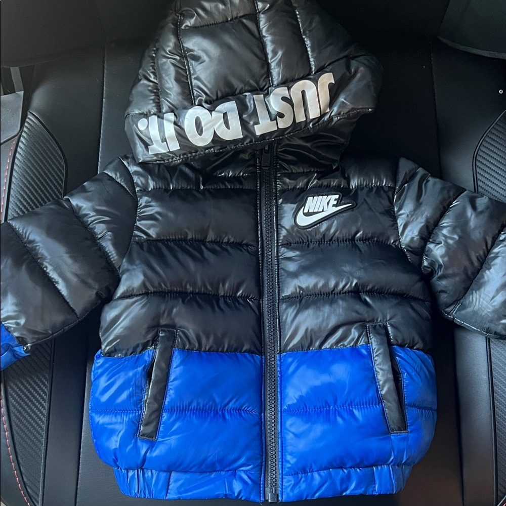Nike Black and Blue Hooded Jacket